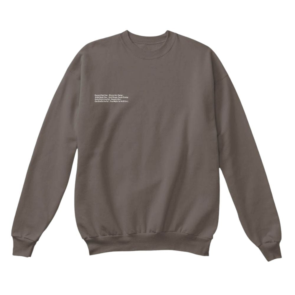 smol text grey sweatshirt